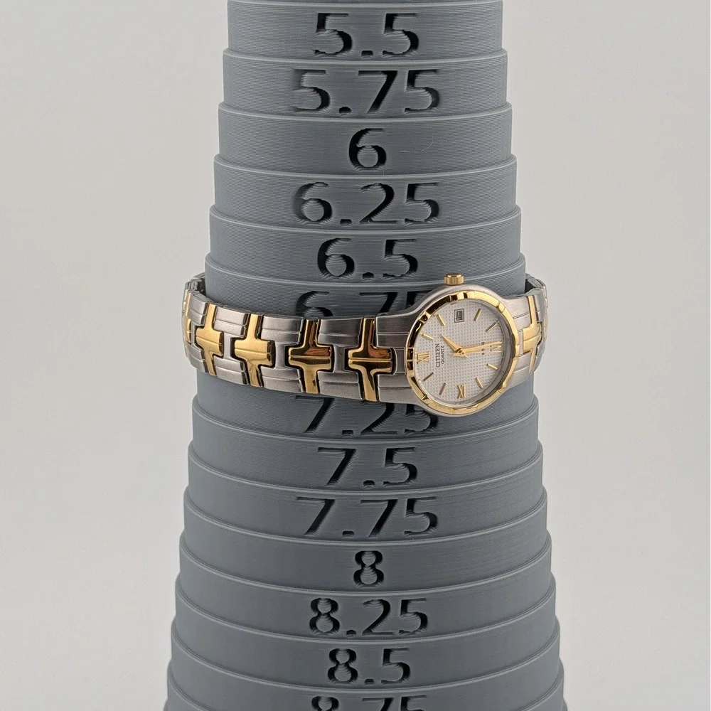 Citizen‎ Quartz 1012-S029287 Two Tone White Textured Dial Roman Date Watch